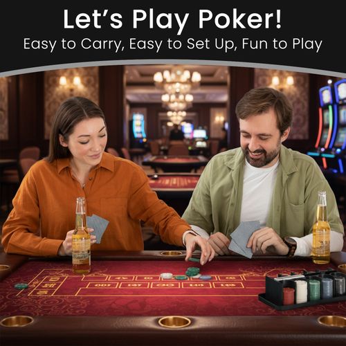 200 Poker Game Texas Hold'em Set Gaming Mat Chips 2 Decks Playing Card With Box — image 5