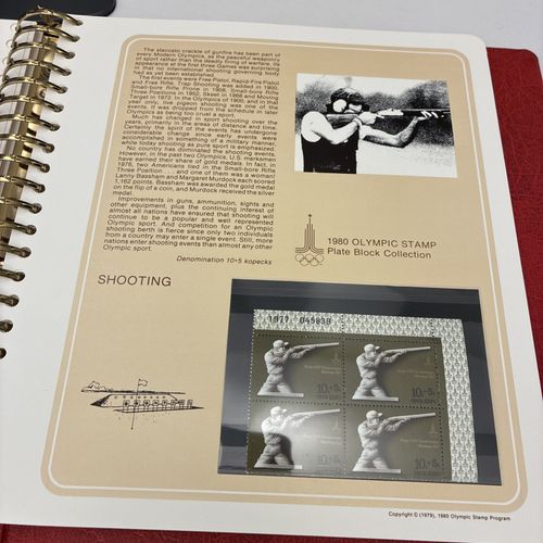 Lot of 76 plate blocks Official 1980 Olympics PLATE BLOCK Collection Album Set — image 13