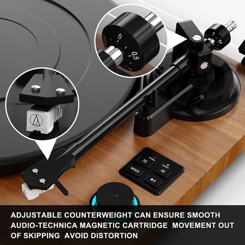 HiFi Wooden Bluetooth Turntable Vinyl Record Player Stereo System w/ Twin Speake — image 2