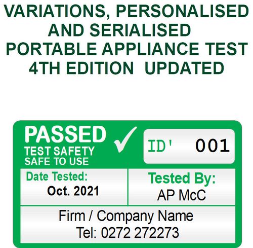 FULLY  PERSONALISED SERIALSED PAT Testing Labels 1000 PASS AND 40 FAIL — image 2