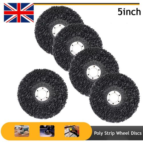 125mm Poly Strip Wheel Discs Paint Rust Remove Abrasive Angle Grinder-5pcs UK — image 1