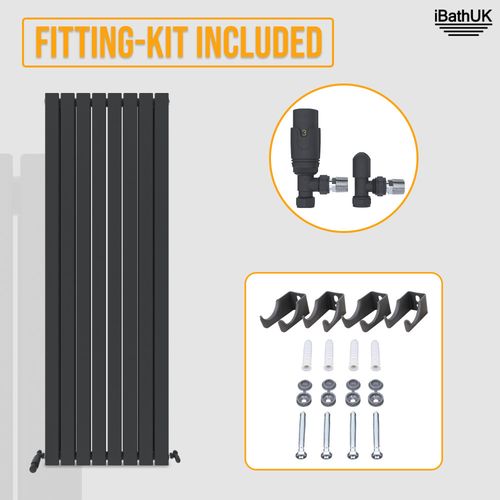 Radiator Vertical Designer Flat Double Angled Valve Anthracite Panel 1800x608mm — image 8