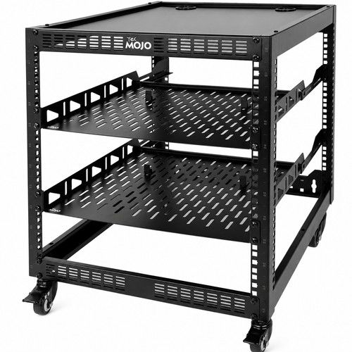 12 U Open Frame Server Rack 19 Inch AV Network Mobile 4 Post Wall Mount Casters