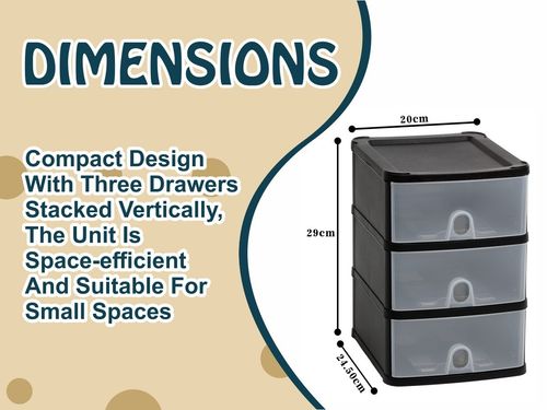 4 x Uni Handy 3 Tier Plastic Drawers Storage Chest Tower Office Home School — image 11