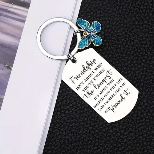 Friendship Butterfly Charm Friend Keychain Gift For Best Friend Bestie Keyring — image 2