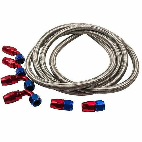 AN6 -6AN 5/16" Stainless Steel Braided Gas Fuel Hose End Kit Oil Line WST