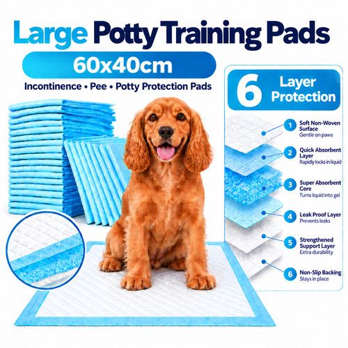Large 60 x 40cm Pet Training Pads Poo Dog Pee Pads for Dog Puppy Cat Waterproof