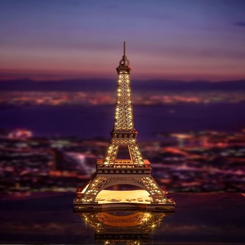 Rolife 4 lighting modes 3D Wooden Puzzle Eiffel Tower's Night DIY Model Toy — image 7