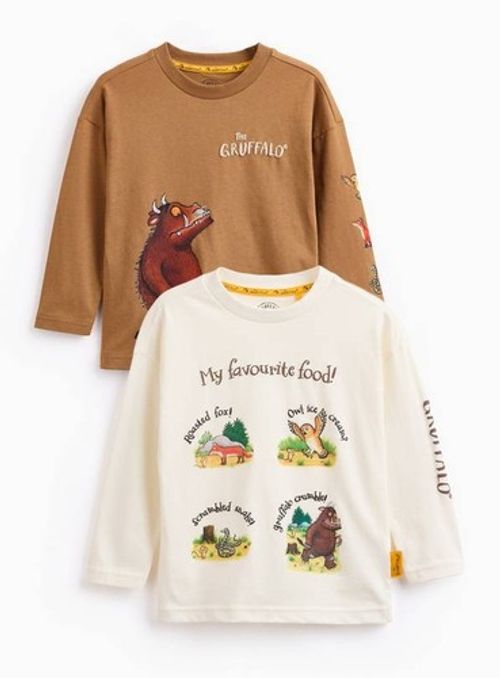 The Gruffalo Kids T Shirt 2 Pack Cotton Long Sleeve 1-2 Years