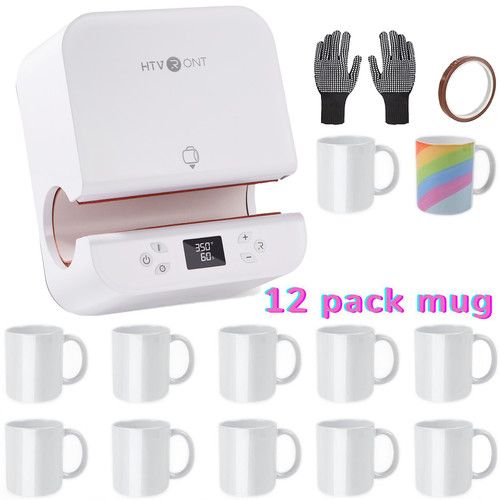 HTVRONT Auto Mug Heat Press Machine Tumbler Sublimation Printing With 12pack Mug