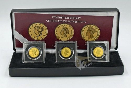 US Dollars Collection in Gold 3 X 1/1000 Oz 999 Gold Coins 12 Dollars Liberia