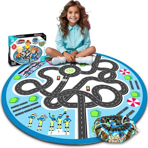 2-in-1 Road Play Mat & Drawstring Tidy Bag - 130 cm City Car Map Storage Bag — image 2