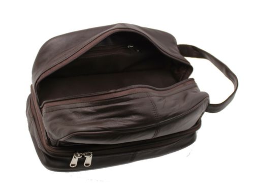 Men Women Large Leather Wash Bag Zipped Toiletries Cosmetic Bag Pouch 3530 — image 8