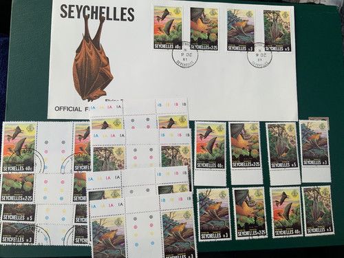 SEYCHELLES 1981 FDC & MNH SETS & GUTTER TRAFFIC LIGHTS FLYING FOX 6 SETS 3 CTO