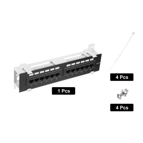 Patch Panel 2.3" x 10" Cat6 Key Stone Network 12-Port Patch Panel with Base — image 3