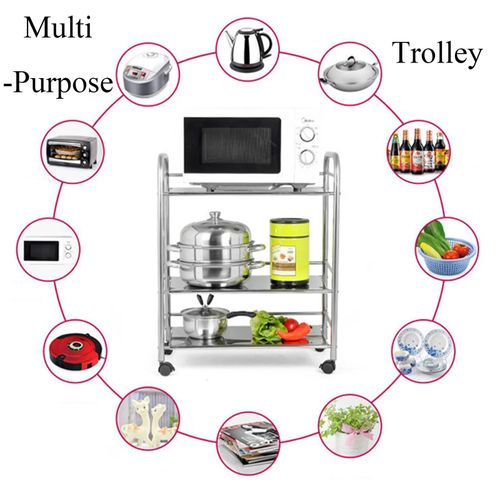 3 Tier Metal Rolling Trolley Cart Beauty Salon Shelf Kitchen Storage Rack — image 10
