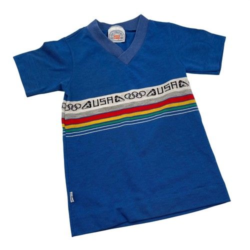 Levi's Shirt Blue USA Olympics V-Neck Vintage 80s 90s Single Stitch 2T Kids