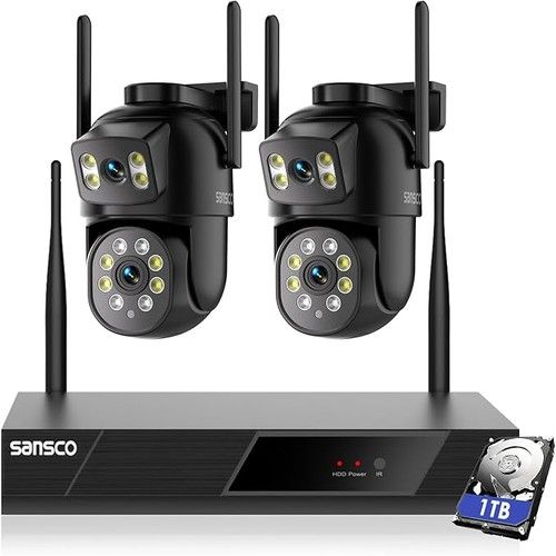 Wireless CCTV Camera Security System 4MP+4MP Home Outdoor 2-Way Audio Spotlight 