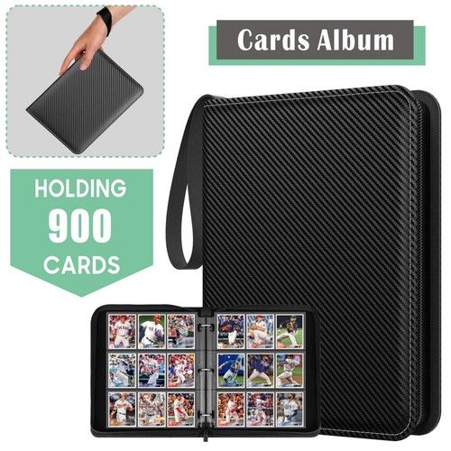 900PCS Pockets Trading Card Binder Holder Double Sided Zip Folder Album Book
