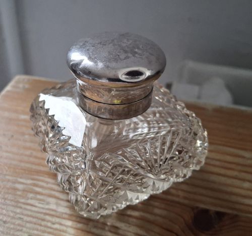 Silver Topped Glass Desk Inkwell — image 6