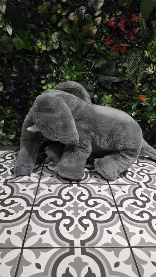 Grey Elephant Plush Soft Toy Stuffed Animal with Tusks, Medium 35-60cm — image 4