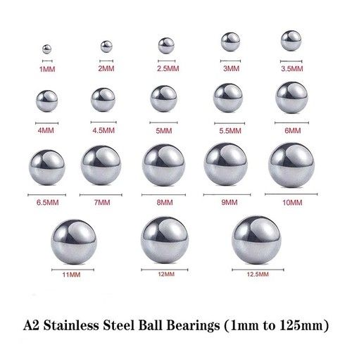 A2 Stainless Steel Ball Bearings 1mm 2mm 3mm 4mm 5mm 6mm 8mm 9mm 10mm to 125mm
