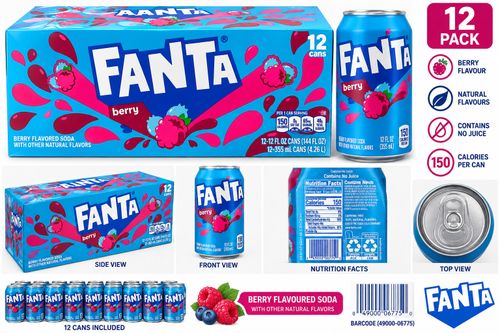 Fanta Berry 12 Pack 355ml Cans American Soda USA Import Berry Flavour — image 3