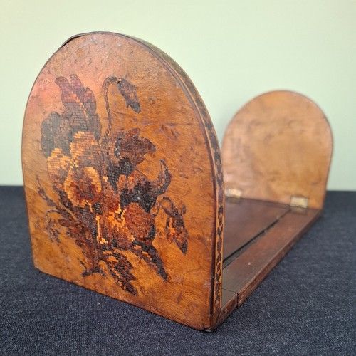 Antique Victorian Tunbridge Ware Bookslide Book Rest Inlaid Floral