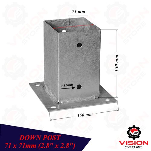 Heavy Duty Galvanised Bolt Down Square Post Fence Foot Base Support Bracket — image 1