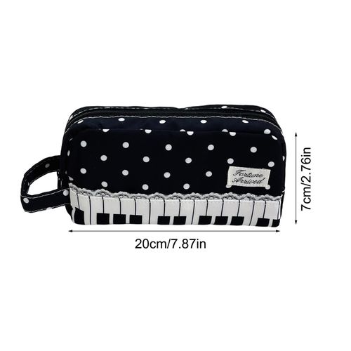 Piano Key Polka Dot Pencil Case Large Student Stationery Bag with Hand Strap — image 3
