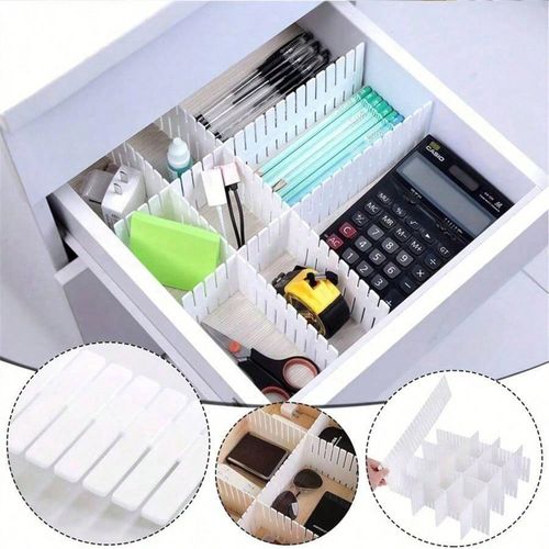 8PCS Adjustable Drawer Dividers Storage Organiser Plastic Partition Separators f — image 2
