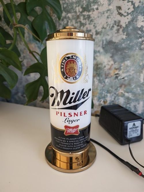 Vintage Miller Pilsner Lager Beer Advertising Table Lamp Bar Light 1980s/90s