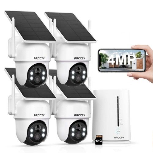 ARCCTV CCTV Solar Security Camera System 4MP Wireless Wifi Audio 4CH Outdoor