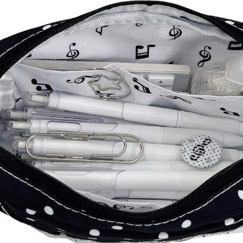 Piano Key Polka Dot Pencil Case Large Student Stationery Bag with Hand Strap — image 6