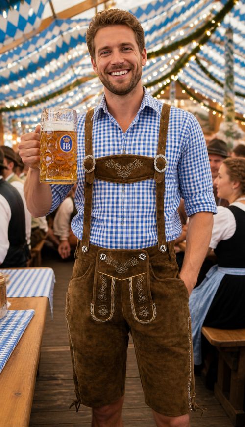 Lederhosen leather German shorts Oktoberfest Shirt and Socks — image 2