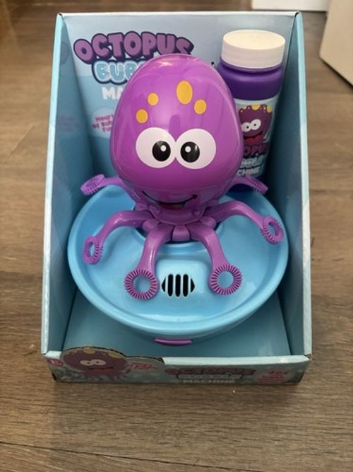 Purple Octopus Bubble Machine, Plastic Bubble Maker, 4oz Solution, Age 3-4