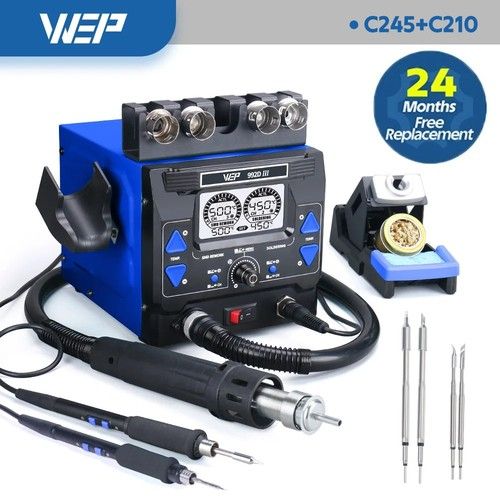 WEP 1220W 992D-III Precision Soldering Station C210/C245 Hot Air Rework Station