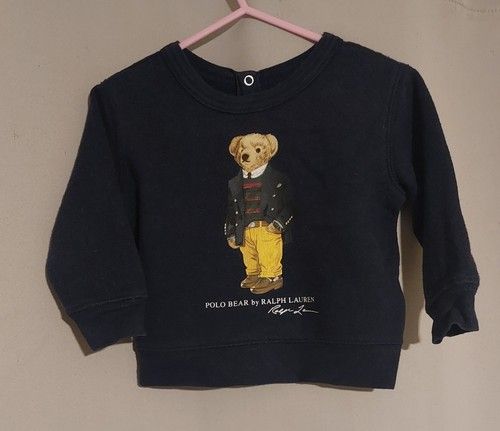 Polo Ralph Lauren Teddy Bear Jumper Navy Blue Upto 12Months In Good Condition