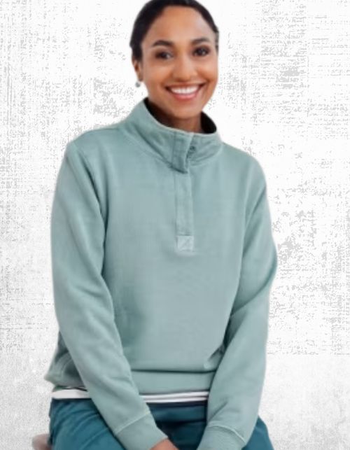 Womens Seasalt Organic Cotton Collared Sweatshirt Enamel Green Long Sleeve — image 3