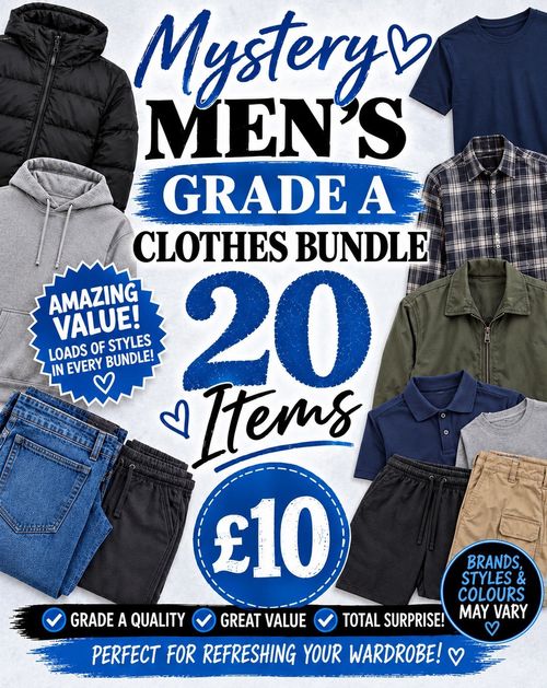 🔥 MYSTERY MEN’S GRADE A CLOTHING BUNDLE – 20 ITEMS ONLY £10! 🔥 — image 1