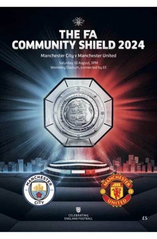 Manchester United vs Manchester City FA Community Shield Programme 10/08/24