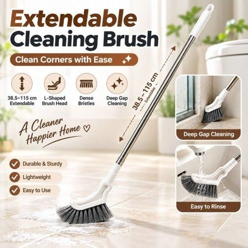 Long Handle Extendable Cleaning Brush Narrow Head Crevice  Drainable Gap Brush