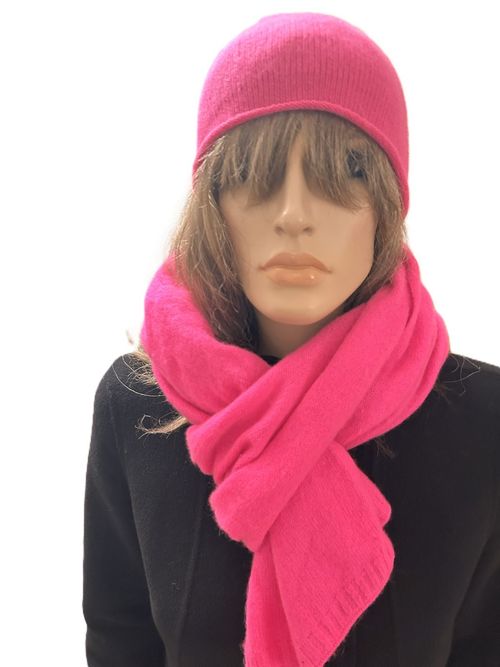 💜 Twin Heart | Ladies | Cashmere Set | Hat Scarf Wrist Warmers | Neon Pink — image 4