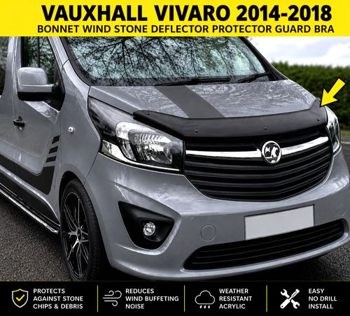 🇬🇧 VAUXHALL VIVARO  2014-2018 BONNET WIND STONE DEFLECTOR PROTECTOR GUARD BRA — image 1
