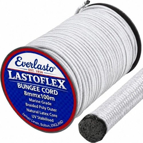 ELASTIC BUNGEE ROPE SHOCK CORD TIE DOWN WHITE BLACK VARIOUS LENGTH / THICKNESS