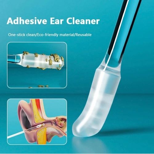 Reusable Plastic Adhesive Ear Cleaner Ear Wax Pick Stick Blue/Clear Unisex — image 3