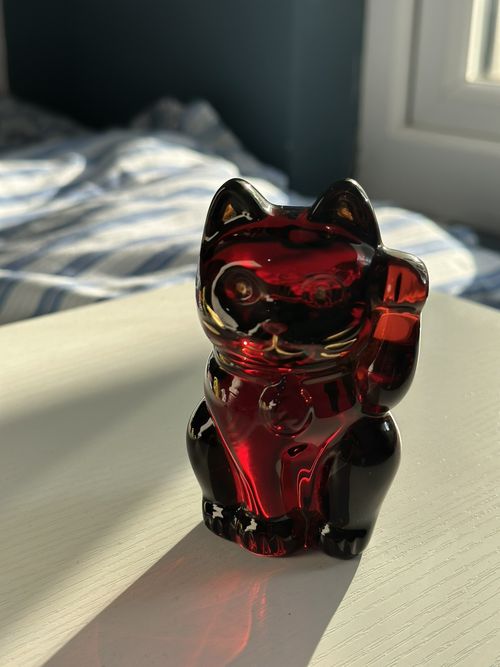 Baccarat Lucky Cat/Maneki Neko clear red Crystal Glass Accessory — image 6