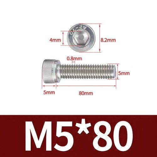 M5 (5MM) SOCKET CAP SCREWS A2 A4 STAINLESS STEEL ALLEN BOLTS HEX HEAD DIN 912