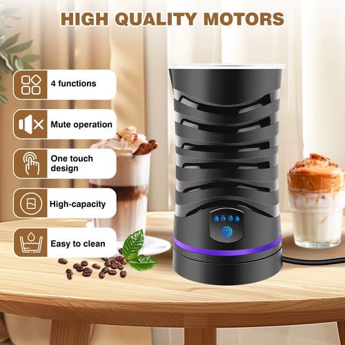 Electric Milk Frother 4-in-1 Automatic Hot Cold Foam Maker 600ML Capacity Magnet