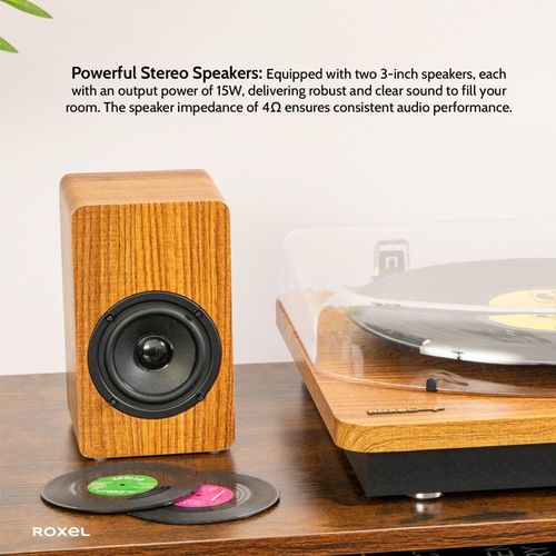 Roxel VRP-90 Turntable with Stereo Speakers,Vinyl Record Player with speaker — image 3